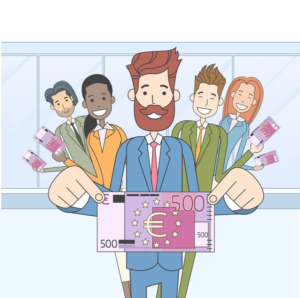 Geschäftsleute mit fünfhundert Euro — Stockvektor