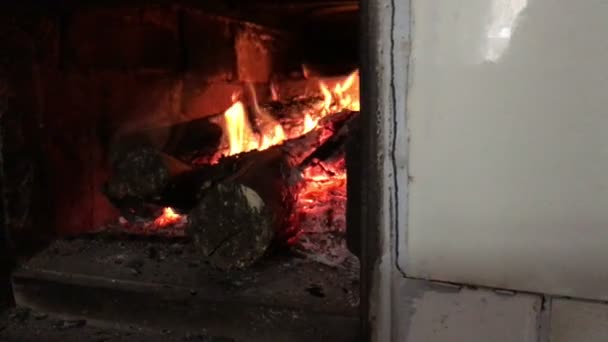 Hogar estufa de leña fuego — Vídeos de Stock