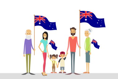 Çocuklar ve Avustralya bayrağı ile aile