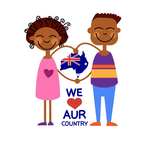 Τα παιδιά και την ημέρα της Αυστραλίας — Διανυσματικό Αρχείο
