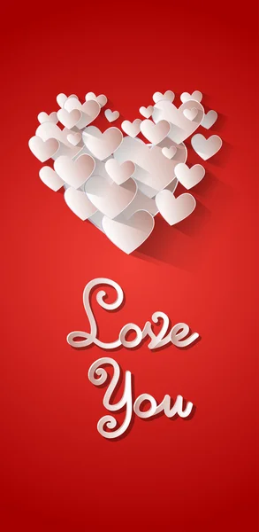 Seni seviyorum kalp şekli Sevgililer günü tebrik kartı — Stok Vektör