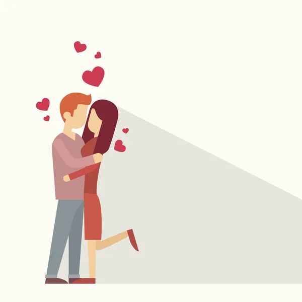 San Valentín día de fiesta silueta pareja amantes abrazar forma de corazón — Vector de stock