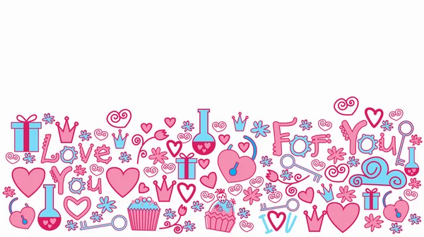 Valentinstag abstrakt Hintergrund Hand zeichnen horizontal Banner Skizze Doodle — Stockvektor