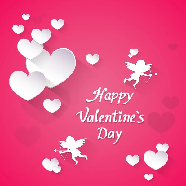 Tarjeta de regalo rosa de San Valentín Holiday Love Heart Shape Angel — Archivo Imágenes Vectoriales