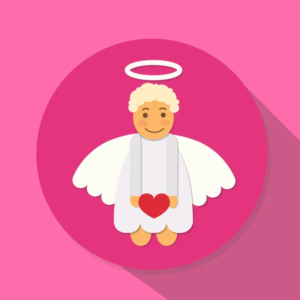 Valentine Angel Cupido Segure Coração São Valentim Férias — Vetor de Stock