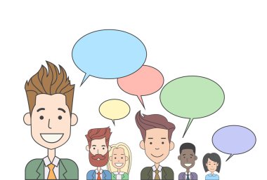 Business People Group Talking Discussing Chat Communication Social Network