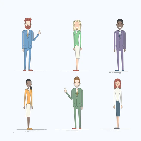 Business People Cartoon Character Set Full Length — 图库矢量图片