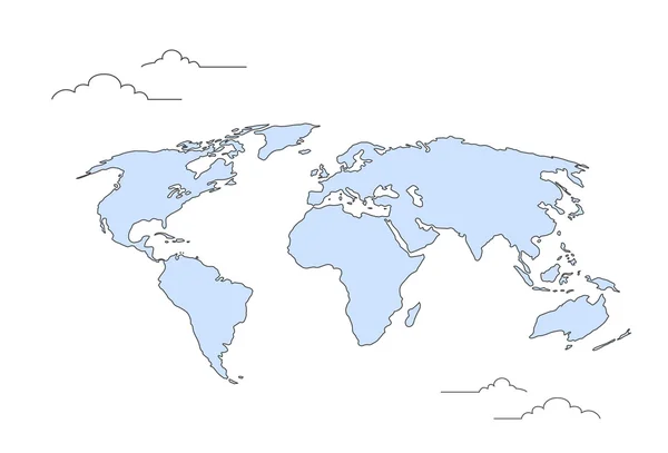 Mapa do Mundo Conceito Doodle Thin Line —  Vetores de Stock