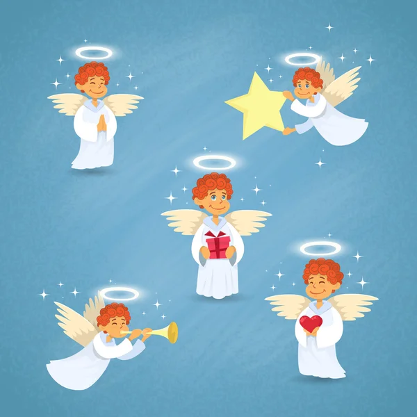 Valentines Angel Cupid Group Saint Valentine Holiday — Wektor stockowy