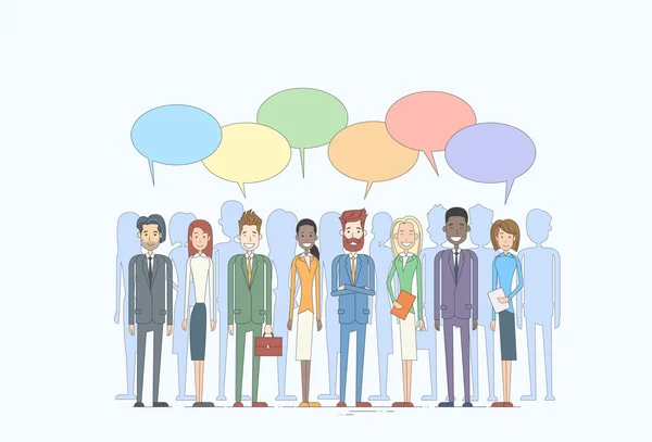 Business People Group Talking Discussing Chat Communication Social Network — Stock Vector