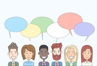 İş karikatür insanlar sohbet iletişim sosyal ağ tartışıyor konuşma grubu