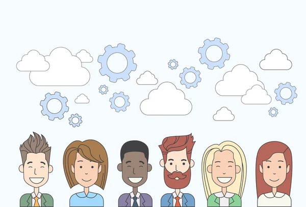 Geschäftsleute Gruppe Humanressourcen Teamarbeit vielfältiges Cloud-Konzept — Stockvektor