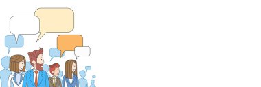 İş insanlar iletişim sosyal ağ kopya alanı tartışıyor konuşma grubu