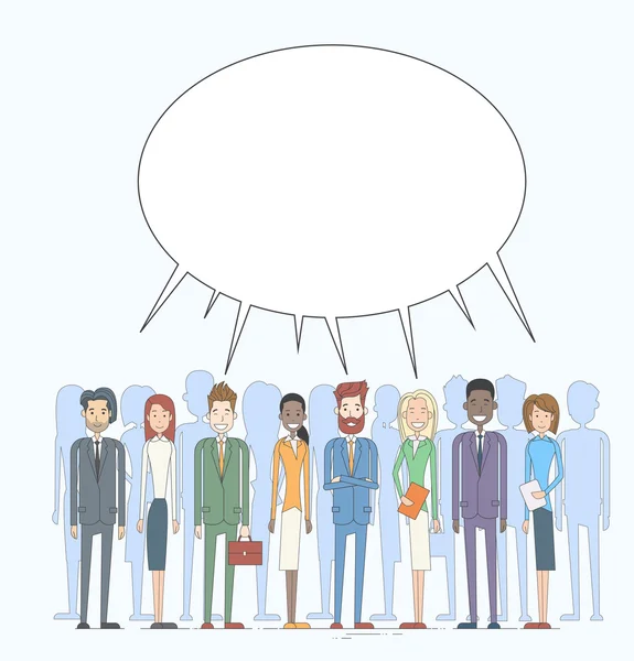 Affärsmän grupp chatt kommunikation bubbla koncept, företagare talar diskuterar sociala nätverk — Stock vektor