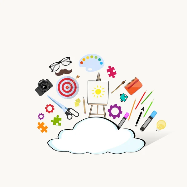 Cloud Doodle Hand Draw Concepto de boceto Tecnología Almacenamiento de información de datos de Internet — Vector de stock