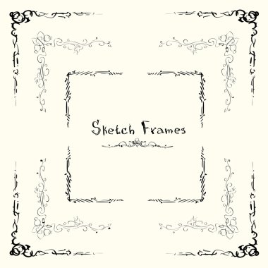 Robot resim çerçeve koleksiyonu el çizmek Vintage