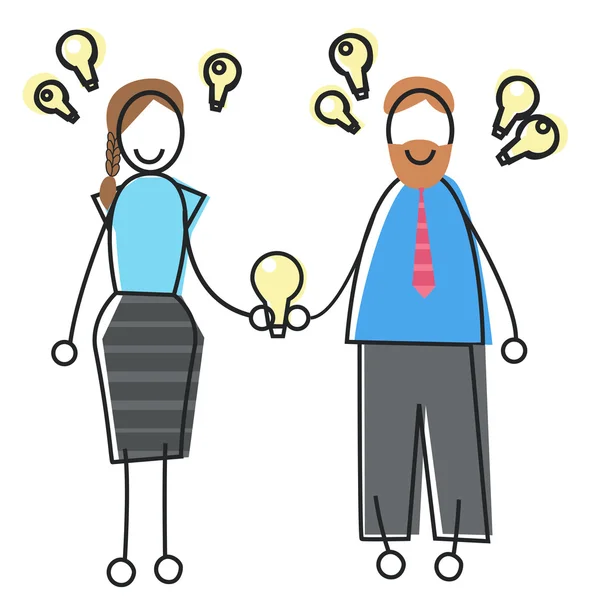 Business People Man Woman Idea Concept Light Bulb