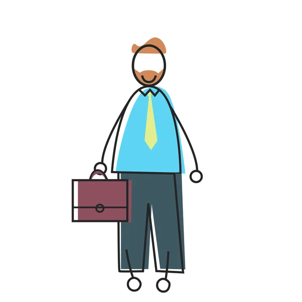 Hombre de negocios Hold Briefcase Hombre de negocios Bosquejo — Vector de stock