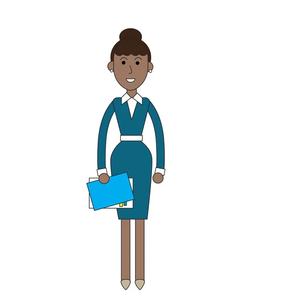 Femme d'affaires Stand Holding Documents, Femme d'affaires pleine longueur — Image vectorielle