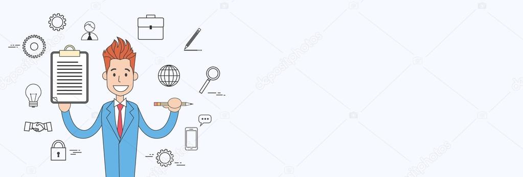 Businessman Holding Document Contract Sign Up Concept