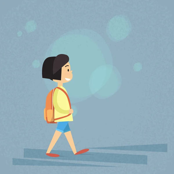 Liten skola flicka promenad, Carry Bag ryggsäck — Stock vektor