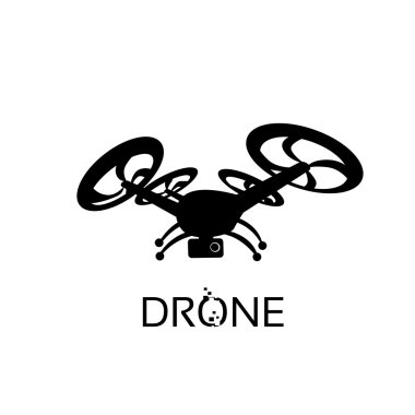Hava Quadrocopter izole Logo Simge uçan uçak