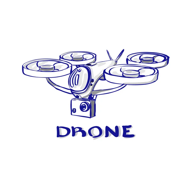 Icona del logo isolato del quadrocopter aereo volante del drone — Vettoriale Stock