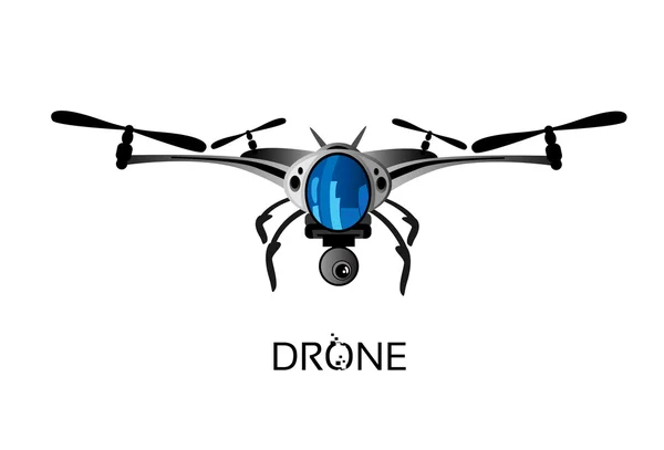 Drone vliegen Air Quadrocopter geïsoleerde Logo pictogram — Stockvector