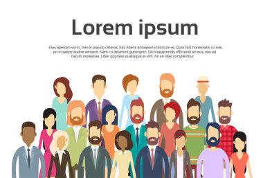 İş insanlar yüz büyük bir kalabalık iş adamları Mix etnik grup