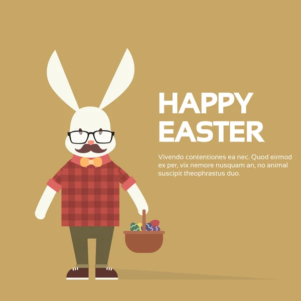 Easter Bunny Hipster Style Mustache Glasses — ストックベクタ