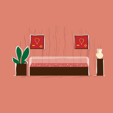 Jewelry Shop Shelf Store Interior Flat Vector