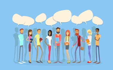 Students Group People Chat Bubble Social Network Communication