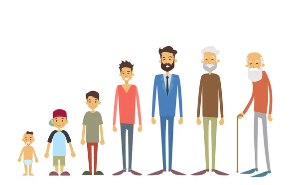 Generation Of Men From Young Infant To Old Senior Age — Stok Vektör