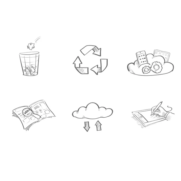 Application Sketch Logo Icons Set Collection Vector Illustration — Stock Vector
