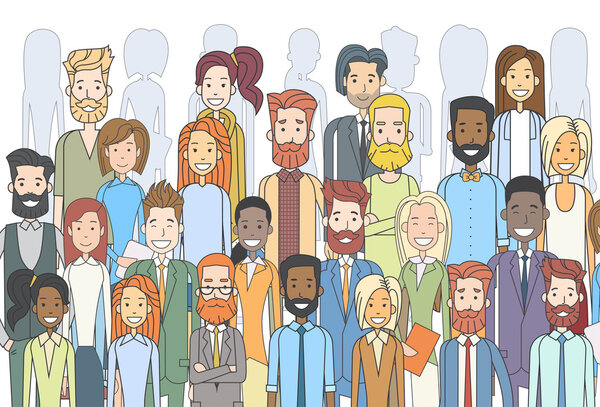 Group of Business People Face Big Crowd Businesspeople Diverse Ethnic