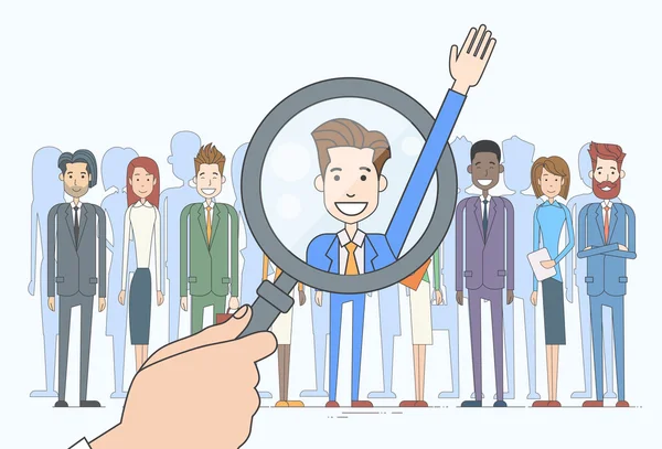 Recrutamento mão Zoom Ampliação Vidro Picking Business Pessoa Candidato Hand Up Vector Ilustração — Fotografia de Stock