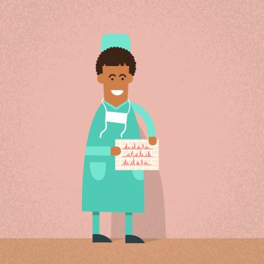 Tıp doktoru kardiyolog tutun kağıt belge analiz kardiyogram