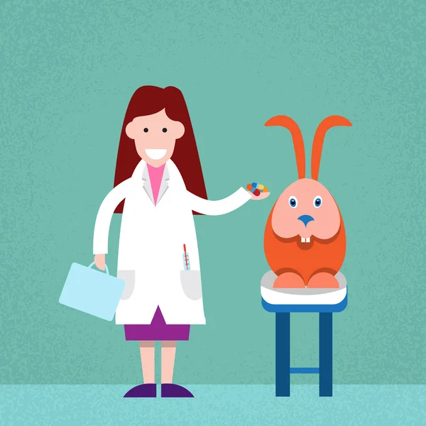 Tıbbi doktor veteriner tedavi tavşan — Stok Vektör