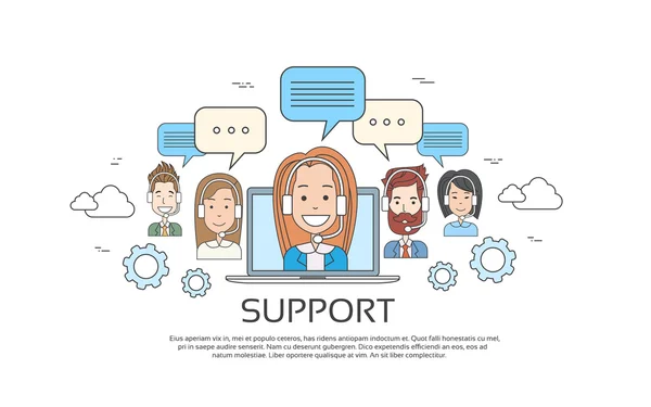 Support Concept Business People Group Technical Team On Line Chat — Stok Vektör