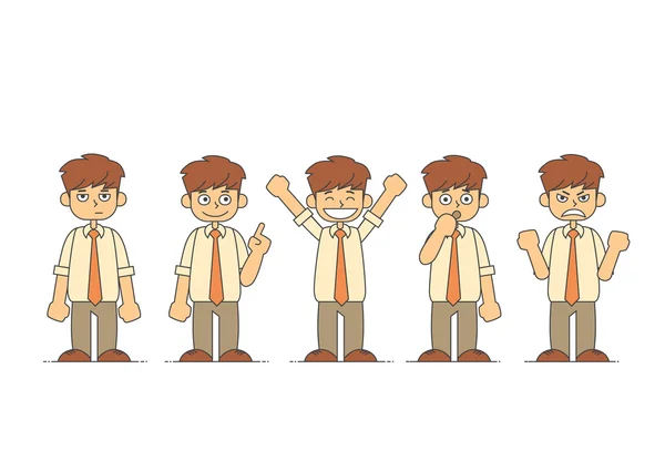 Desenhos animados Homem de negócios Emoções Set —  Vetores de Stock