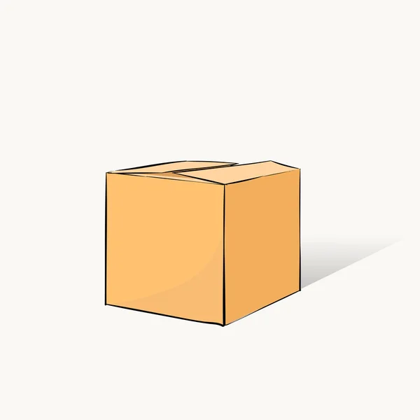 Caja cerrada entrega mano dibujar — Vector de stock