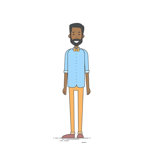 Joven africano americano hombre hipster casual ropa completo longitud — Vector de stock