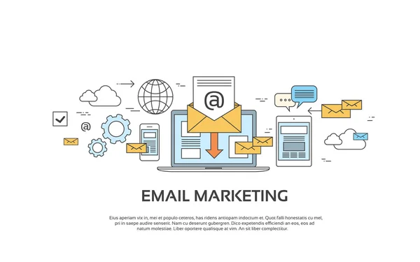 Marketingu E-mail koperta Laptop Wyślij Business Mail urządzenie rozrywkowe — Wektor stockowy