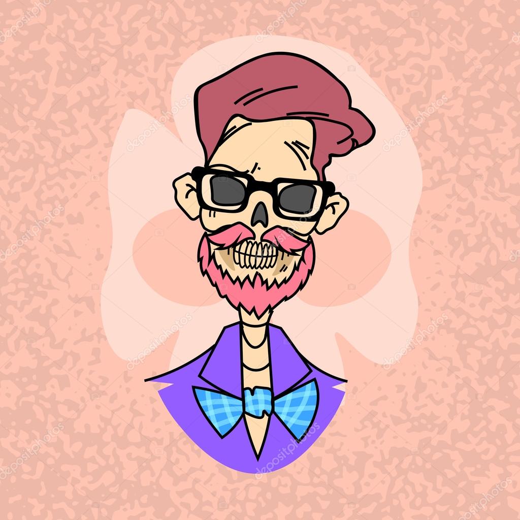  Skeleton  Hipster  Boy Fashionable Retro Style  Stock 