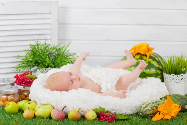 新生児の果物と野菜のバスケット — ストック写真