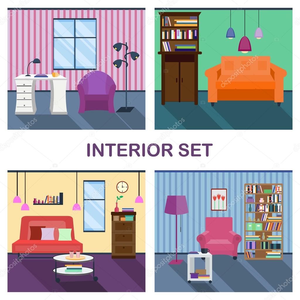 Four interiors of living room