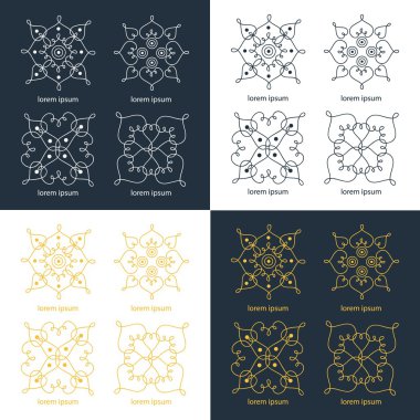 Vektör kümesi bütünsel el çizilmiş simgeler, Amblemler