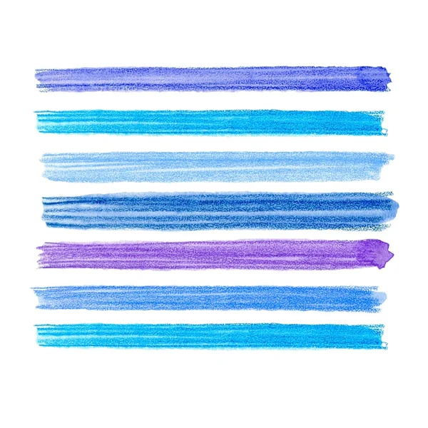 Watercolor brush strokes collection. Colorful watecolor pencil brushstrokes. Blue, indigo and lilac — Stock Photo, Image