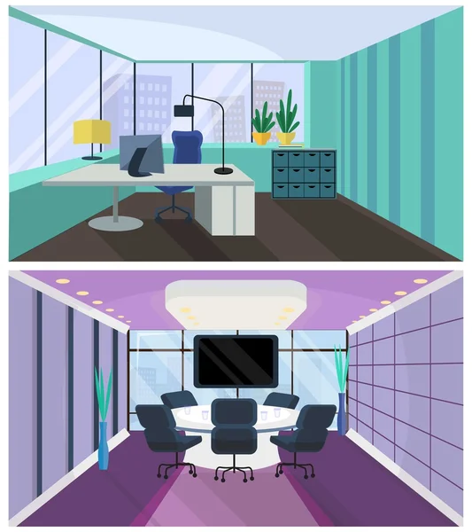 Interior de oficina en estilo plano — Vector de stock