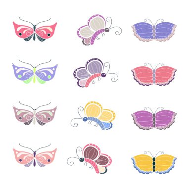 Kelebek vektör set.